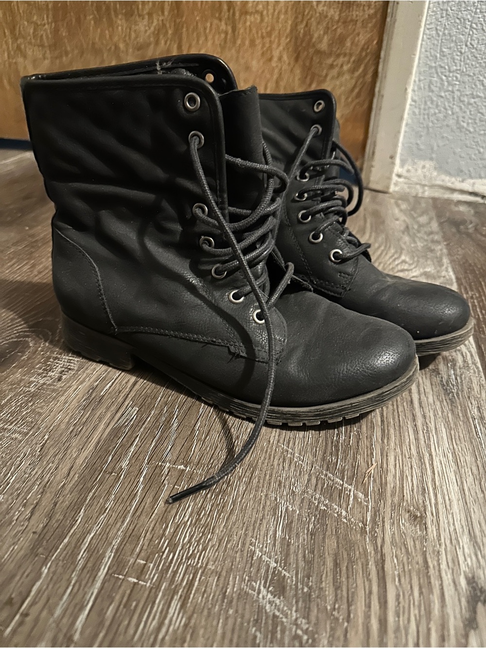Rock & Candy Women's Black Lace-Up Combat Boots